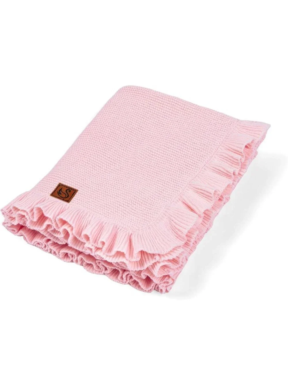 Cozy Ruffle Knit Baby Blanket - Soft Cotton Stroller & Crib Blanket for Newborns